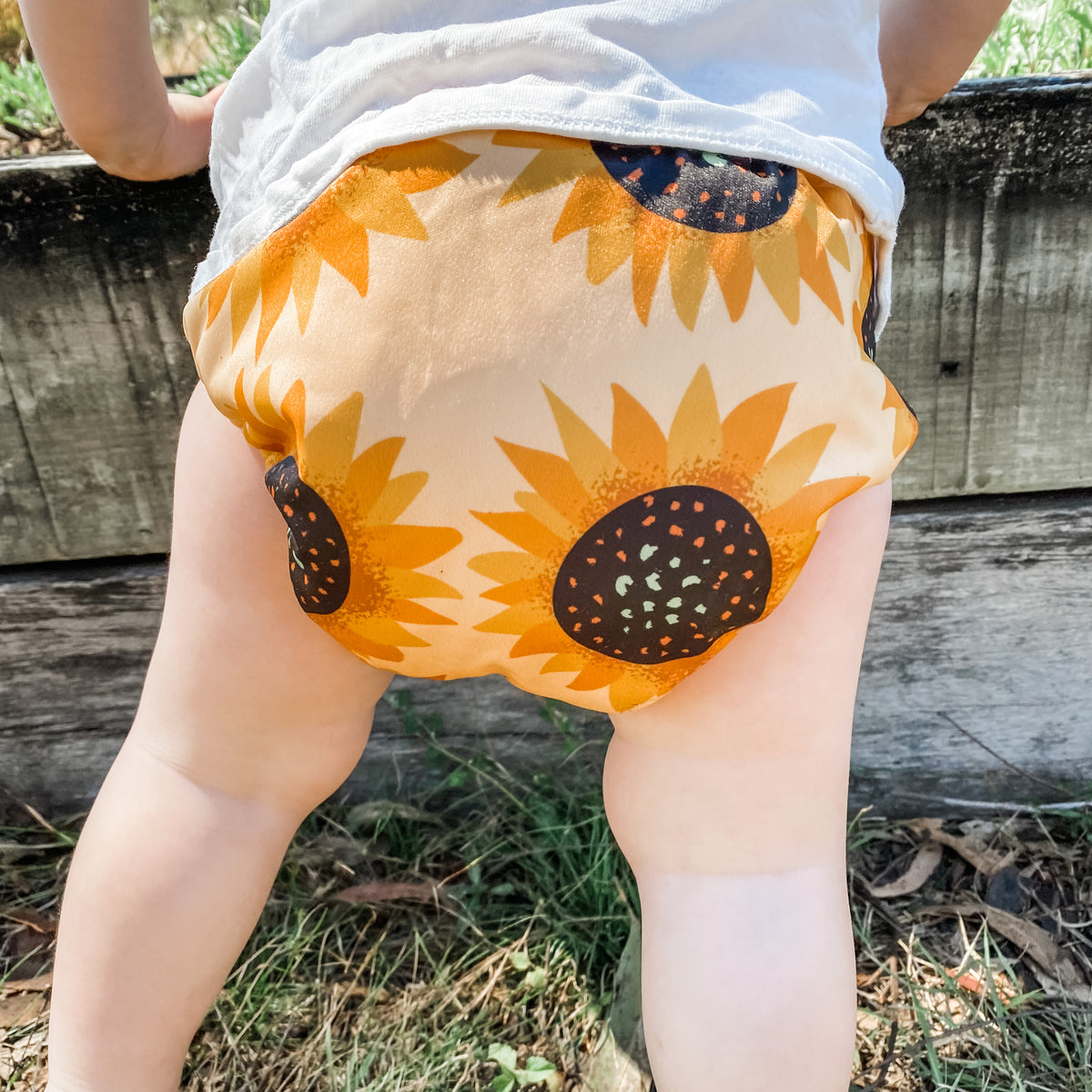 Sunflower cloth nappy. Reusable cloth nappies Australia. 
