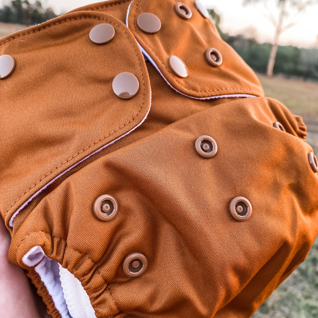 Brown solid colour reusable nappy in earthy tones